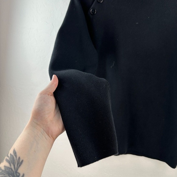 Elina Casell Sweater Womens Medium Black 100% Cotton Buttoned Long Sleeve - Picture 4 of 7